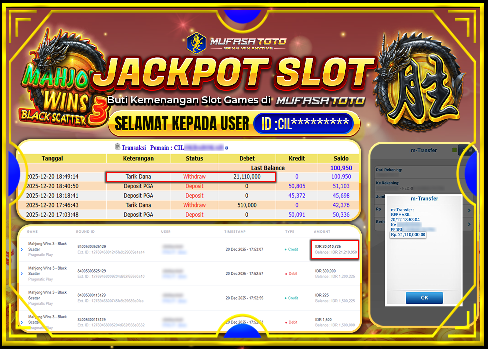 MUFASATOTO JACKPOT PRAGMATIC PLAY Rp.21.110.000|LUNAS
